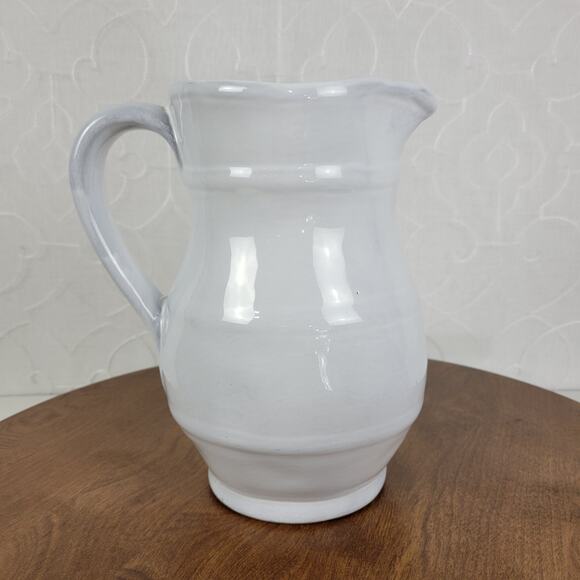 ARHAUS TABLE Water Pitcher 8" White Pottery Ceramic Vase Home Kitchen Portugal - Picture 7 of 16